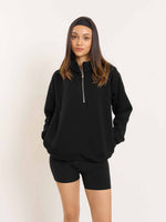 Load image into Gallery viewer, Black Quarter-Zip Sweatshirt
