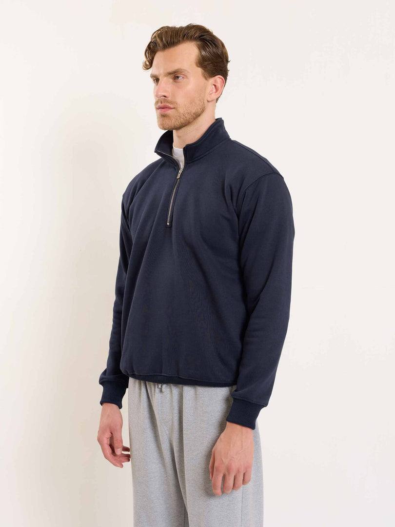 Dark Blue Quarter-Zip Sweatshirt