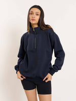 Load image into Gallery viewer, Dark Blue Quarter-Zip Sweatshirt
