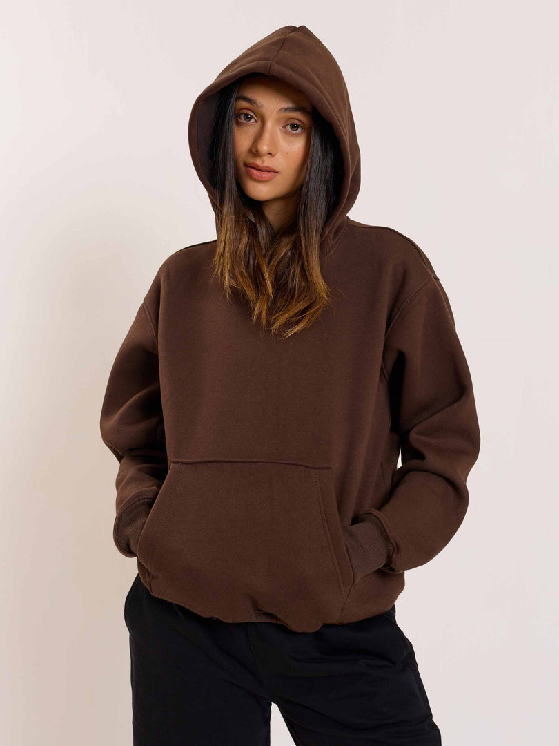 Dark Brown Cropped Fit Hoodie