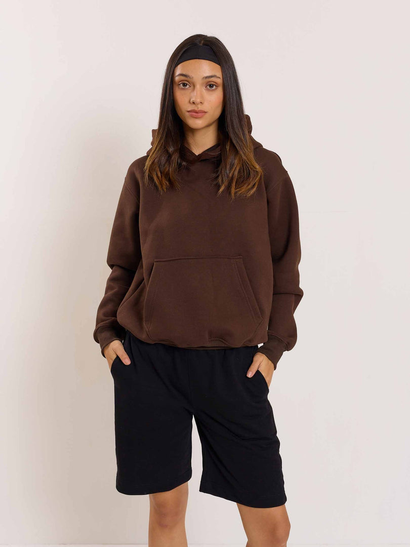 Dark Brown Cropped Fit Hoodie