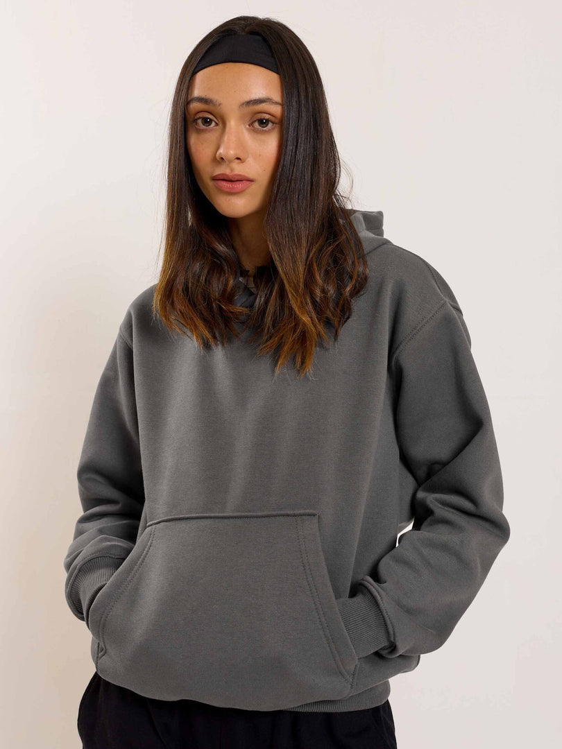 Dark Grey Cropped Fit Hoodie