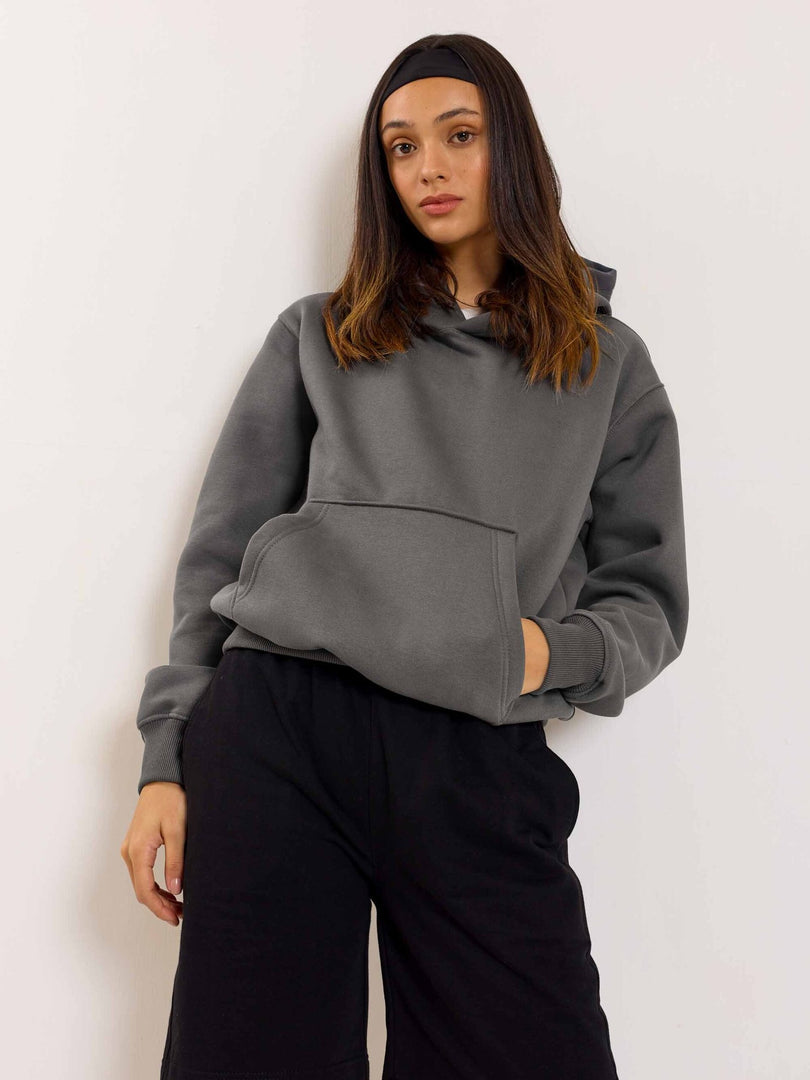 Dark Grey Cropped Fit Hoodie