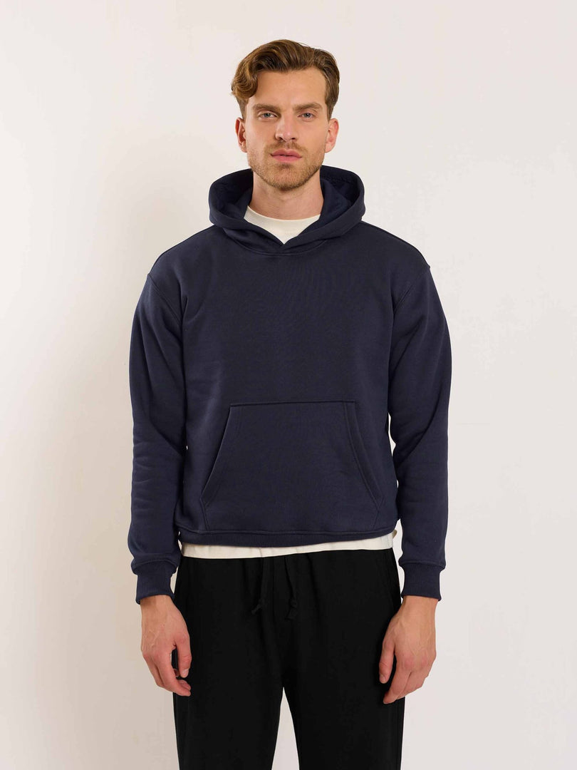 Dark Blue Cropped Fit Hoodie