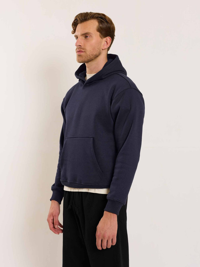 Dark Blue Cropped Fit Hoodie