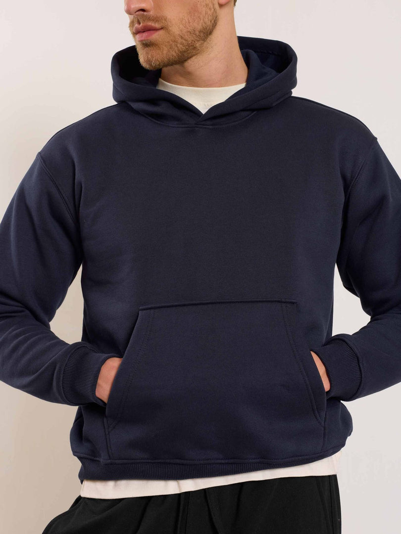 Dark Blue Cropped Fit Hoodie