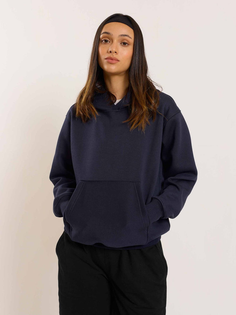 Dark Blue Cropped Fit Hoodie