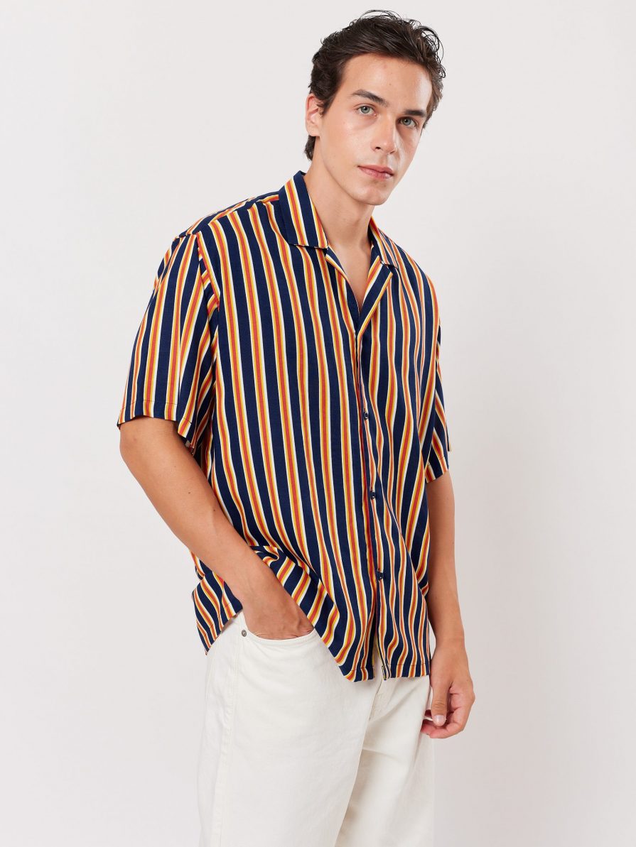 Blue and Orange Striped Shirt - 5feet11